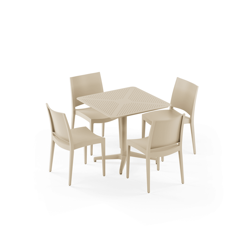 Tilia 4 Kişilik Bahçe, Balkon, Dış Mekan Masa Takımı (Moon Sabit Masa 80X80 cm + Specto Sandalye)-zoom-