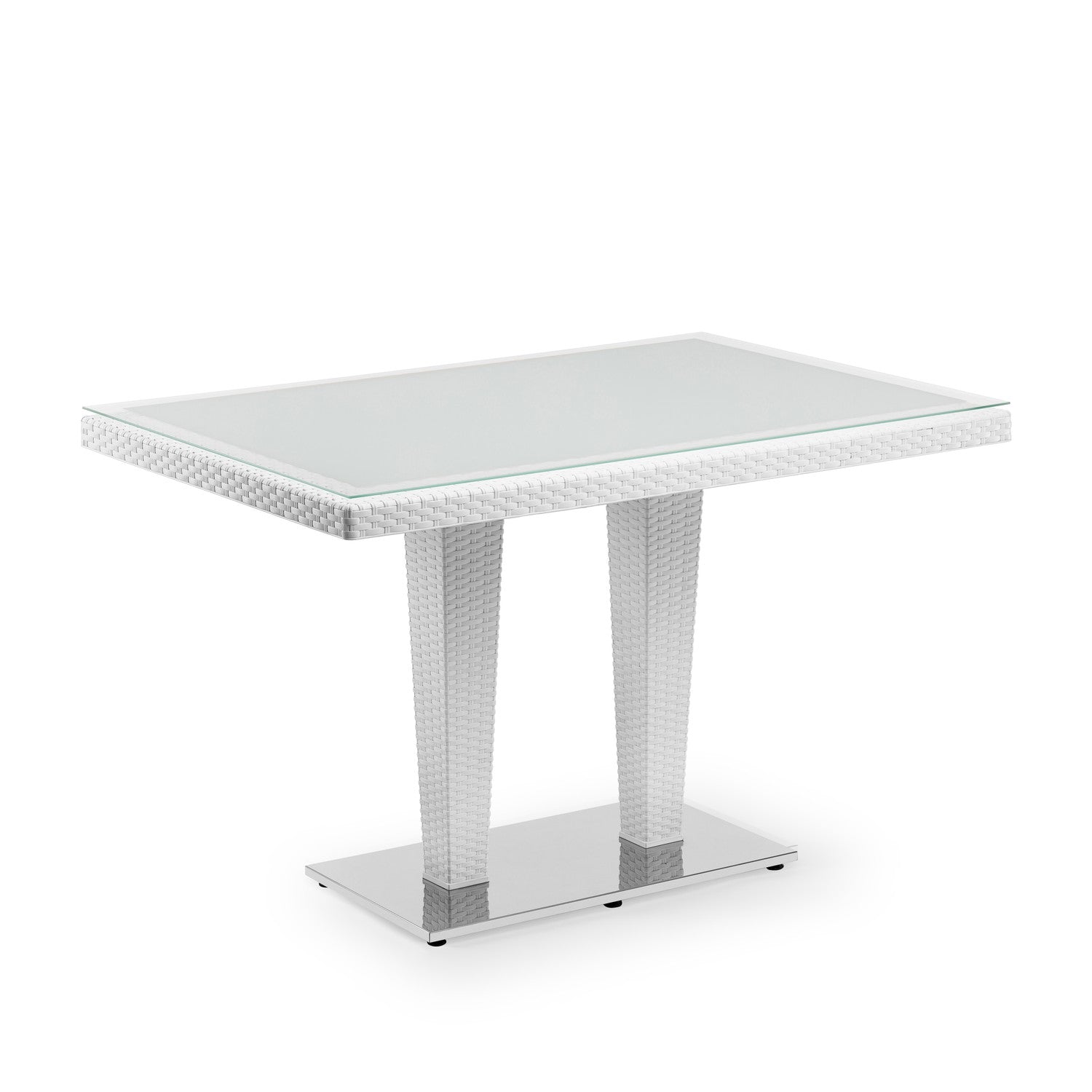 Tilia Antares Rattan Masa Cam Tabla Krom Ayak 80×120 cm, Bahçe, Balkon, Kafe, Restoran, Dış Mekan İçin-zoom-3