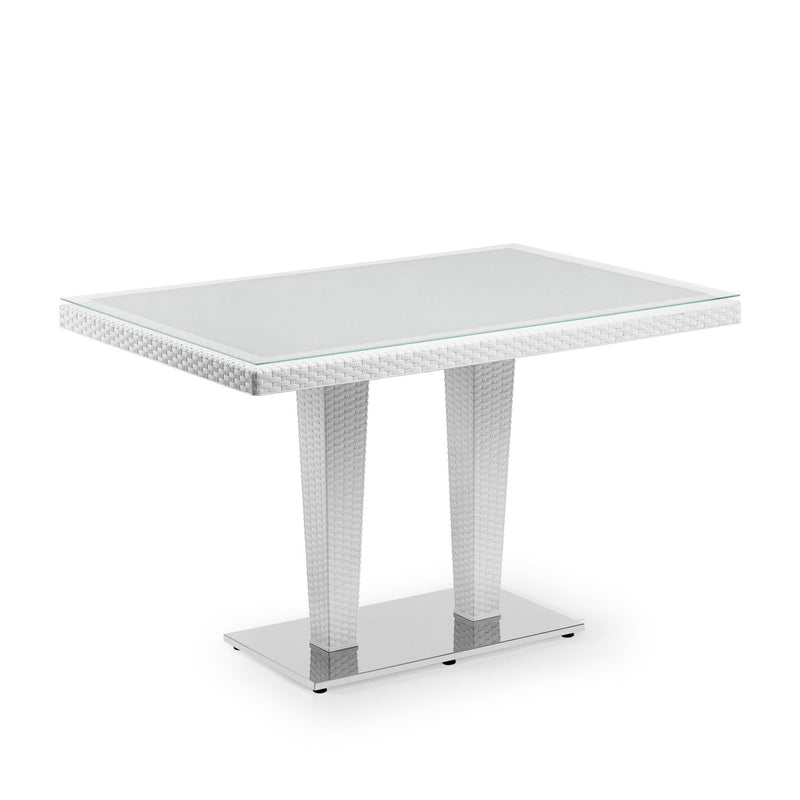 Tilia Antares Rattan Masa Cam Tabla Krom Ayak 80×120 cm, Bahçe, Balkon, Kafe, Restoran, Dış Mekan İçin-zoom-