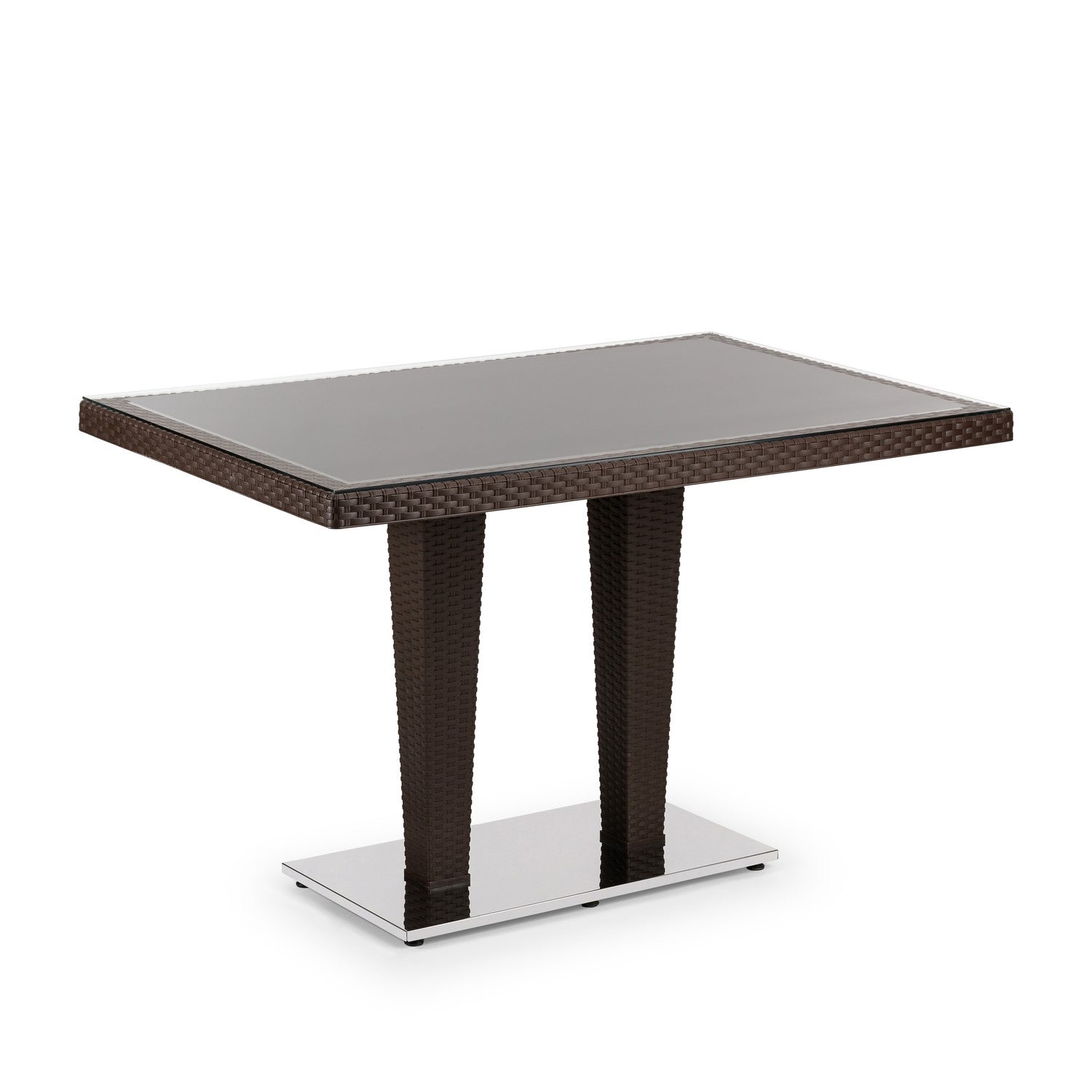Tilia Antares Rattan Masa Cam Tabla Krom Ayak 80×120 cm, Bahçe, Balkon, Kafe, Restoran, Dış Mekan İçin-1