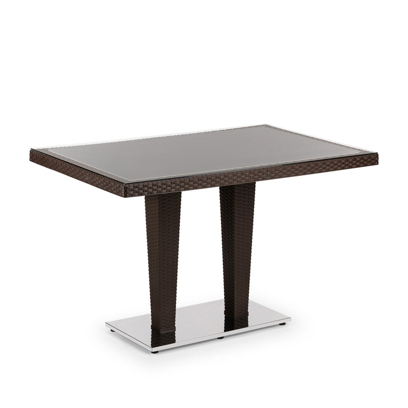 Tilia Antares Rattan Masa Cam Tabla Krom Ayak 80×120 cm, Bahçe, Balkon, Kafe, Restoran, Dış Mekan İçin-zoom-