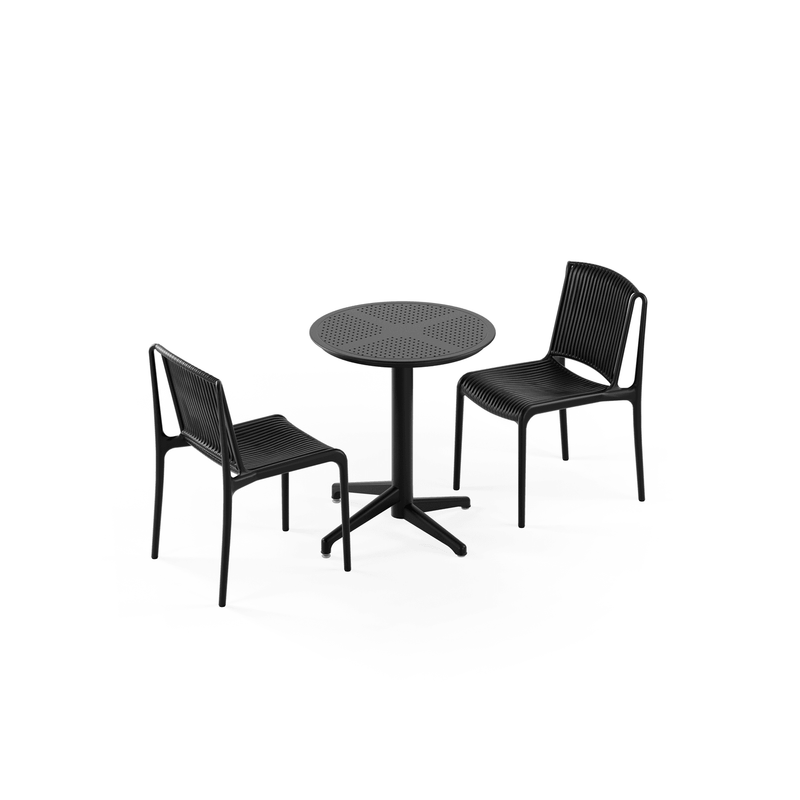 Tilia 2 Kişilik Polipropilen Bahçe, Balkon, Dış Mekan Masa Takımı (Moon Katlanır Masa Ø60 cm + Nes Sandalye)-zoom-