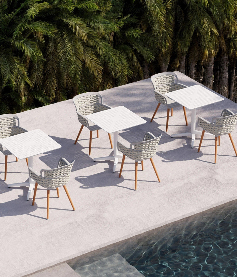 Tilia Moon Sabit Polipropilen Masa 70x70 cm, Bahçe, Balkon, Dış Mekan, Kafe, Restoran İçin-zoom-