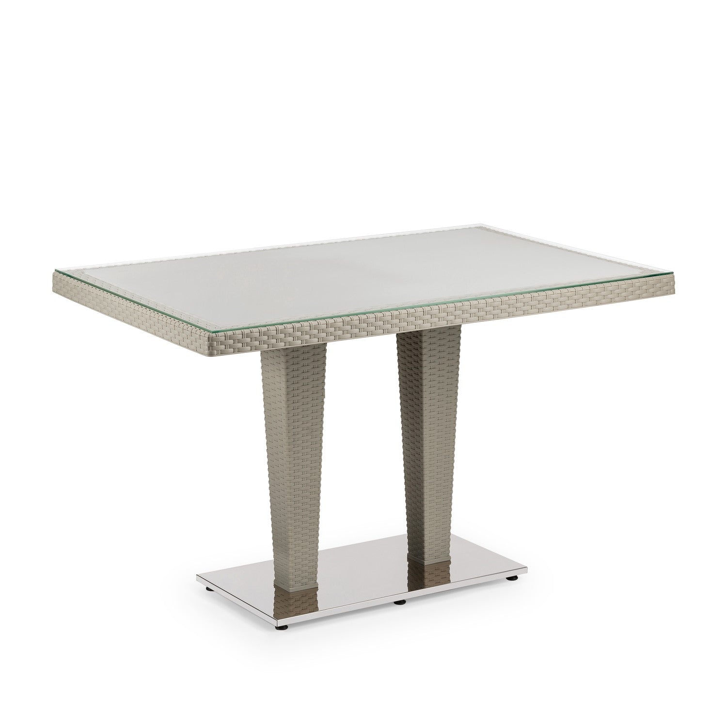 Tilia Antares Rattan Masa Cam Tabla Krom Ayak 80×120 cm, Bahçe, Balkon, Kafe, Restoran, Dış Mekan İçin-4