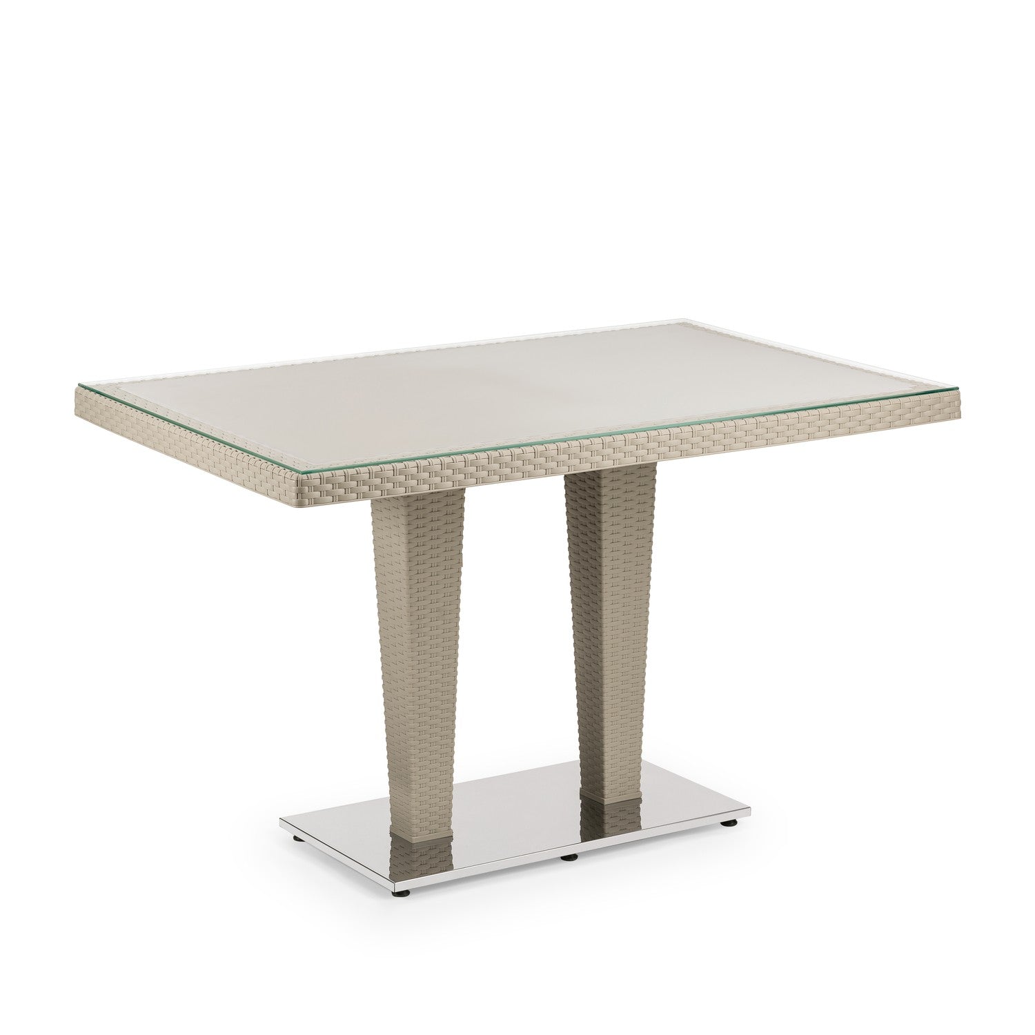 Tilia Antares Rattan Masa Cam Tabla Krom Ayak 80×120 cm, Bahçe, Balkon, Kafe, Restoran, Dış Mekan İçin-2