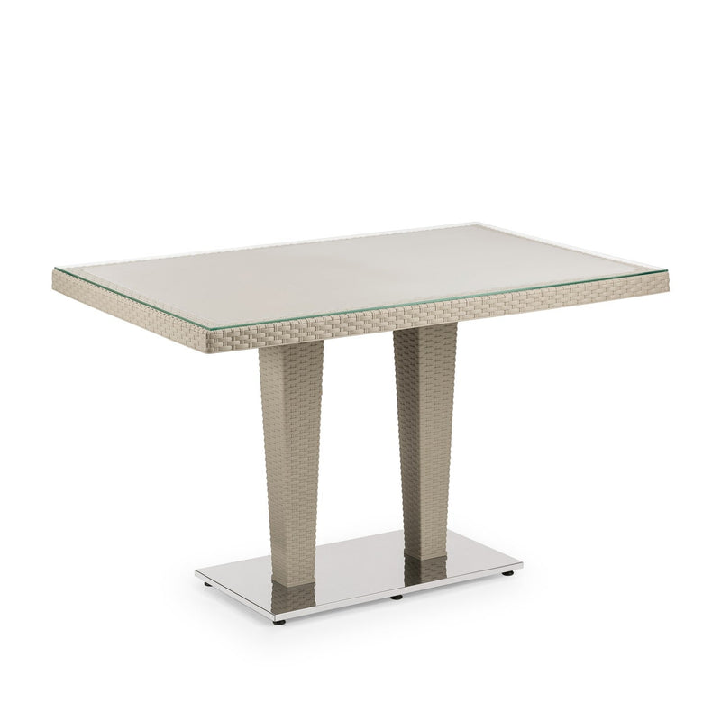 Tilia Antares Rattan Masa Cam Tabla Krom Ayak 80×120 cm, Bahçe, Balkon, Kafe, Restoran, Dış Mekan İçin-zoom-