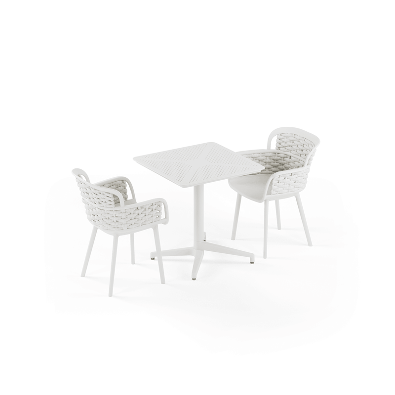 Tilia 2 Kişilik Bahçe, Balkon, Dış Mekan Masa Takımı (Moon 70x70 cm Sabit Masa + Eva-P Örgülü Sandalye)-zoom-