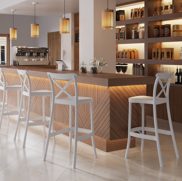 Tilia Capri Polipropilen Bar Sandalyesi 65 cm, Bahçe, Balkon, Kafe, Restoran, Düğün, Organizasyon İçin-zoom-