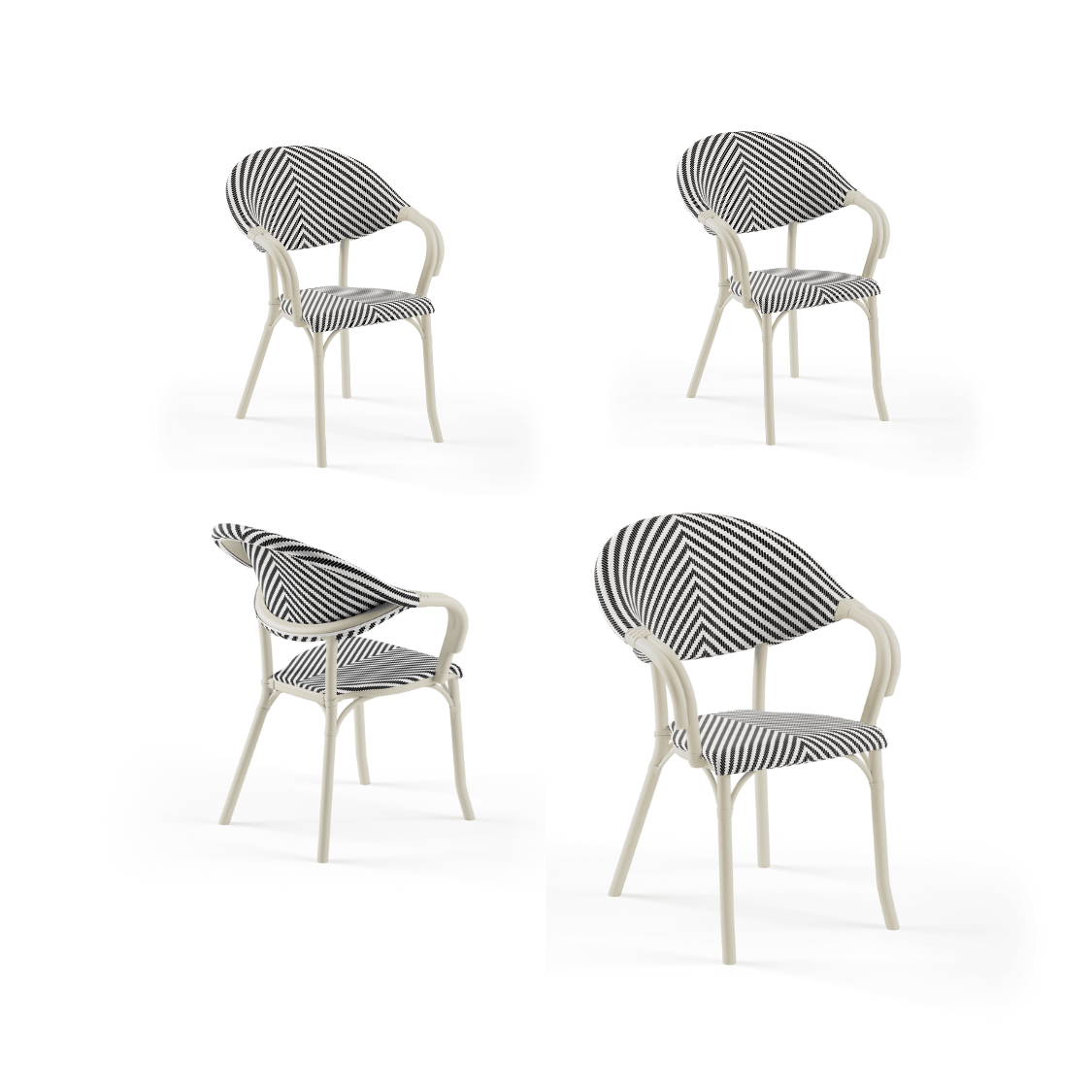 Tilia Flash-N 4 Adet Polipropilen Bahçe, Balkon Sandalyesi Bej Ayak, Mavi Beyaz File