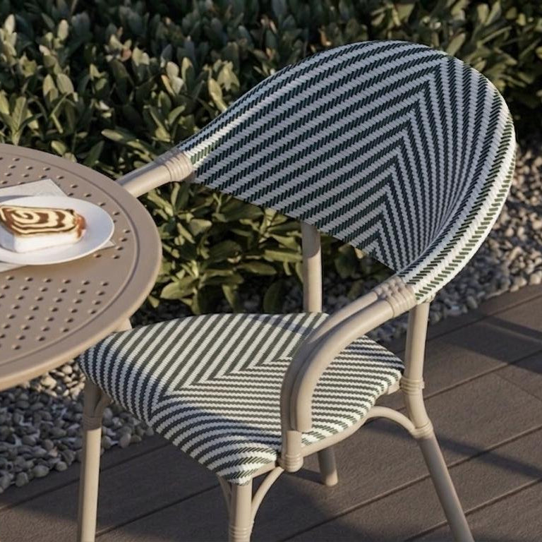 Flash-N Bahçe Balkon Sandalyesi Bej Yeşil Beyaz