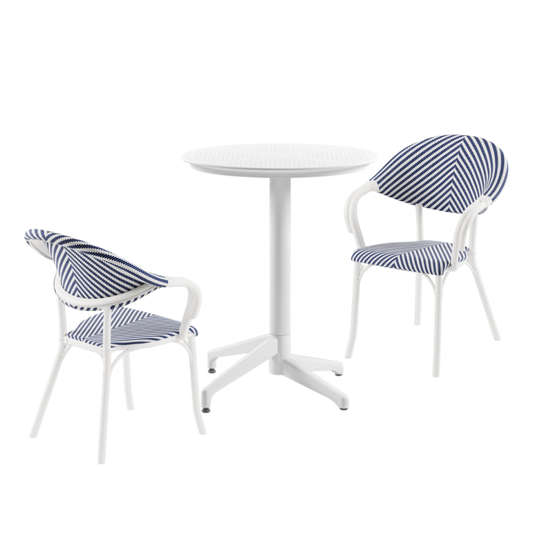 Tilia 2 Kişilik Polipropilen Bahçe, Balkon, Dış Mekan Masa Takımı (Moon Katlanır Masa Ø60 cm + Flash-N Sandalye)-zoom-