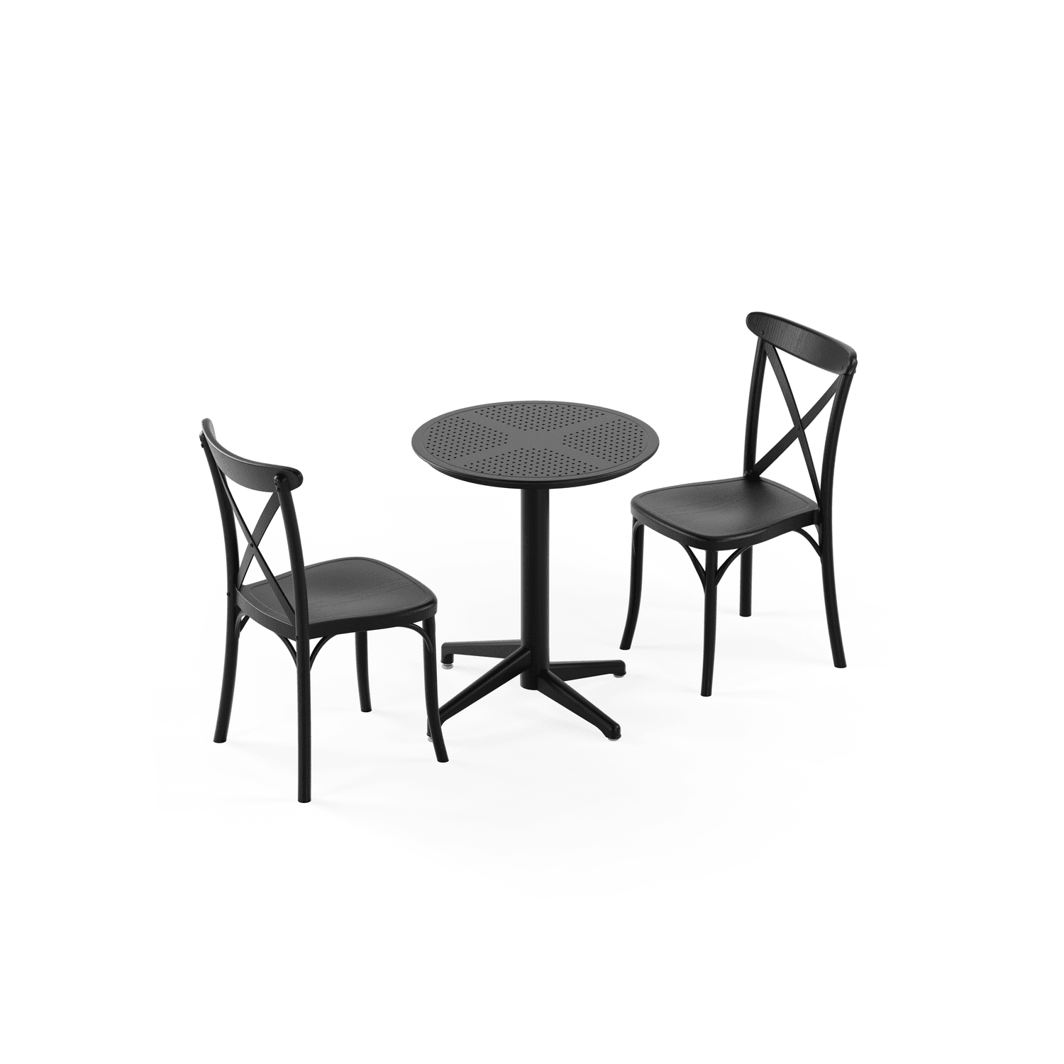 Tilia 2 Kişilik Polipropilen Bahçe, Balkon Masa Takımı Siyah (Moon Katlanır Masa Ø60 cm + Capri Sandalye)