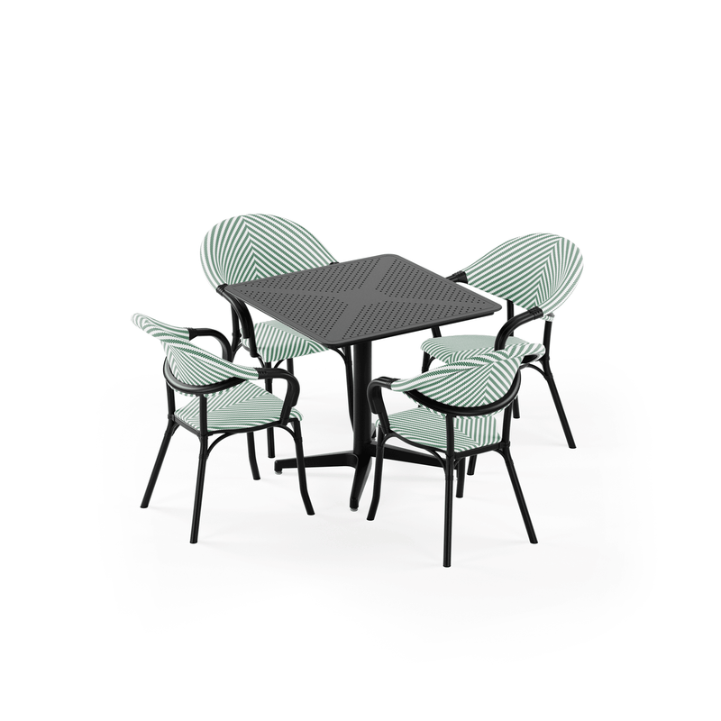 Tilia 4 Kişilik Polipropilen Bahçe, Balkon, Dış Mekan Masa Takımı (Moon Sabit Masa 80x80 cm & Flash-N Sandalye)-zoom-