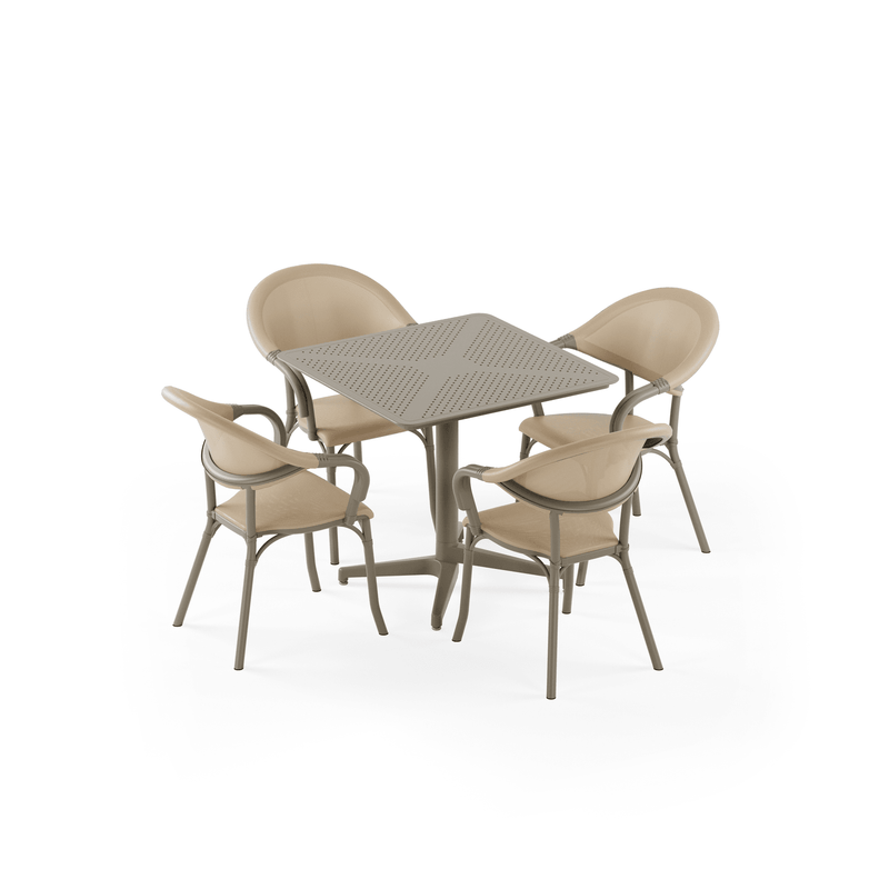 Tilia 4 Kişilik Polipropilen Bahçe, Balkon, Dış Mekan Masa Takımı (Moon Sabit Masa 80x80 cm & Flash-N Sandalye)-zoom-