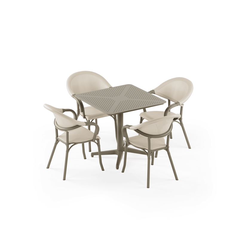 Tilia 4 Kişilik Polipropilen Bahçe, Balkon, Dış Mekan Masa Takımı (Moon Sabit Masa 80x80 cm & Flash-N Sandalye)-zoom-