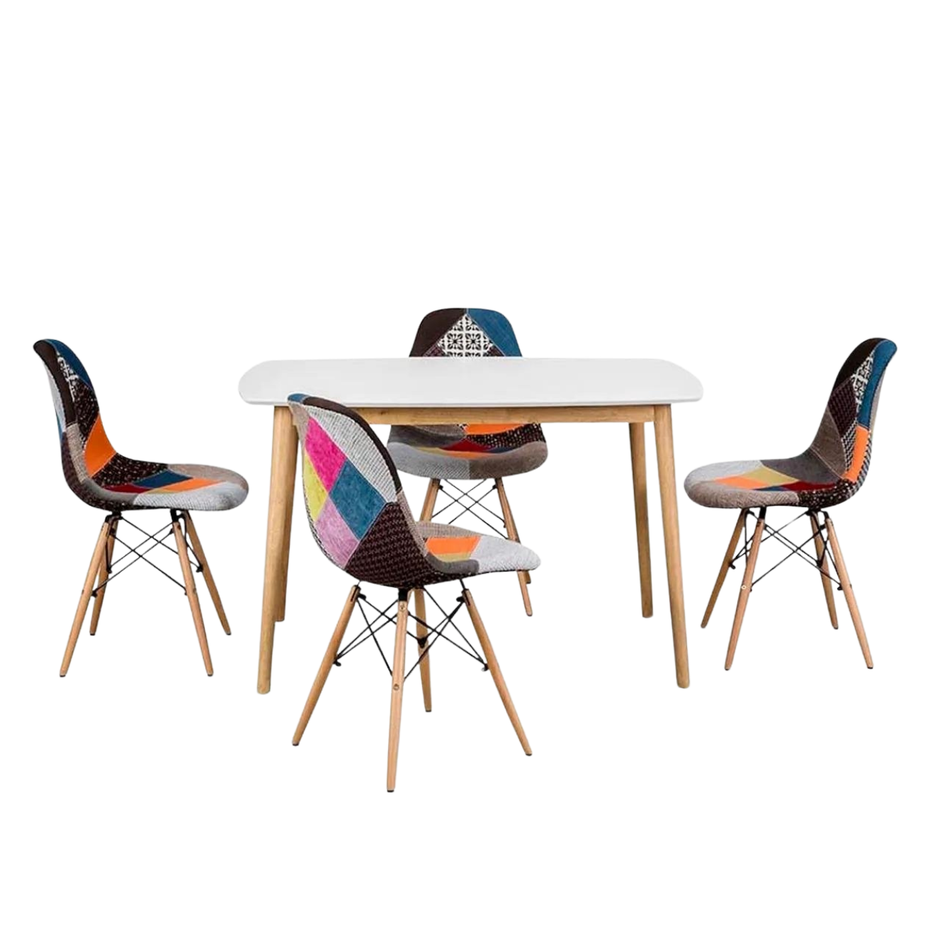 Kastra 4 Kişilik Masa Takımı (Lake Masa 120x80 + 4 Patchwork Sandalye)-1