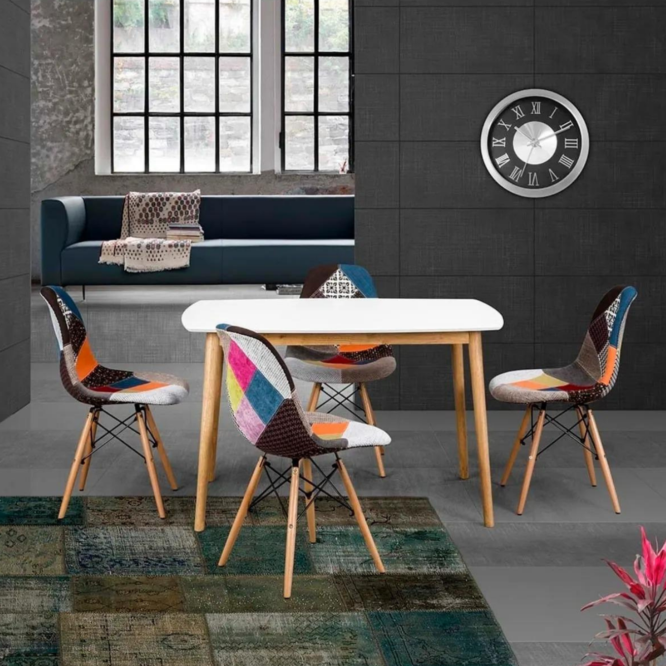 Kastra 4 Kişilik Masa Takımı (Lake Masa 120x80 + 4 Patchwork Sandalye)-2
