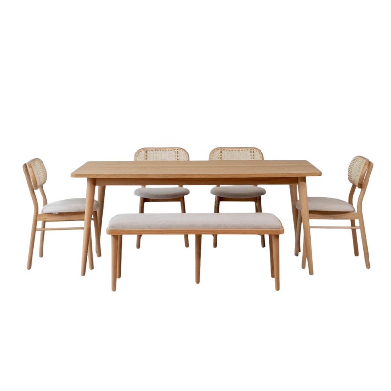 Kastra 4 Kişilik Masa Takımı (Latina Masa + 4 Atra Sandalye + 1 Chic Bench)-zoom-