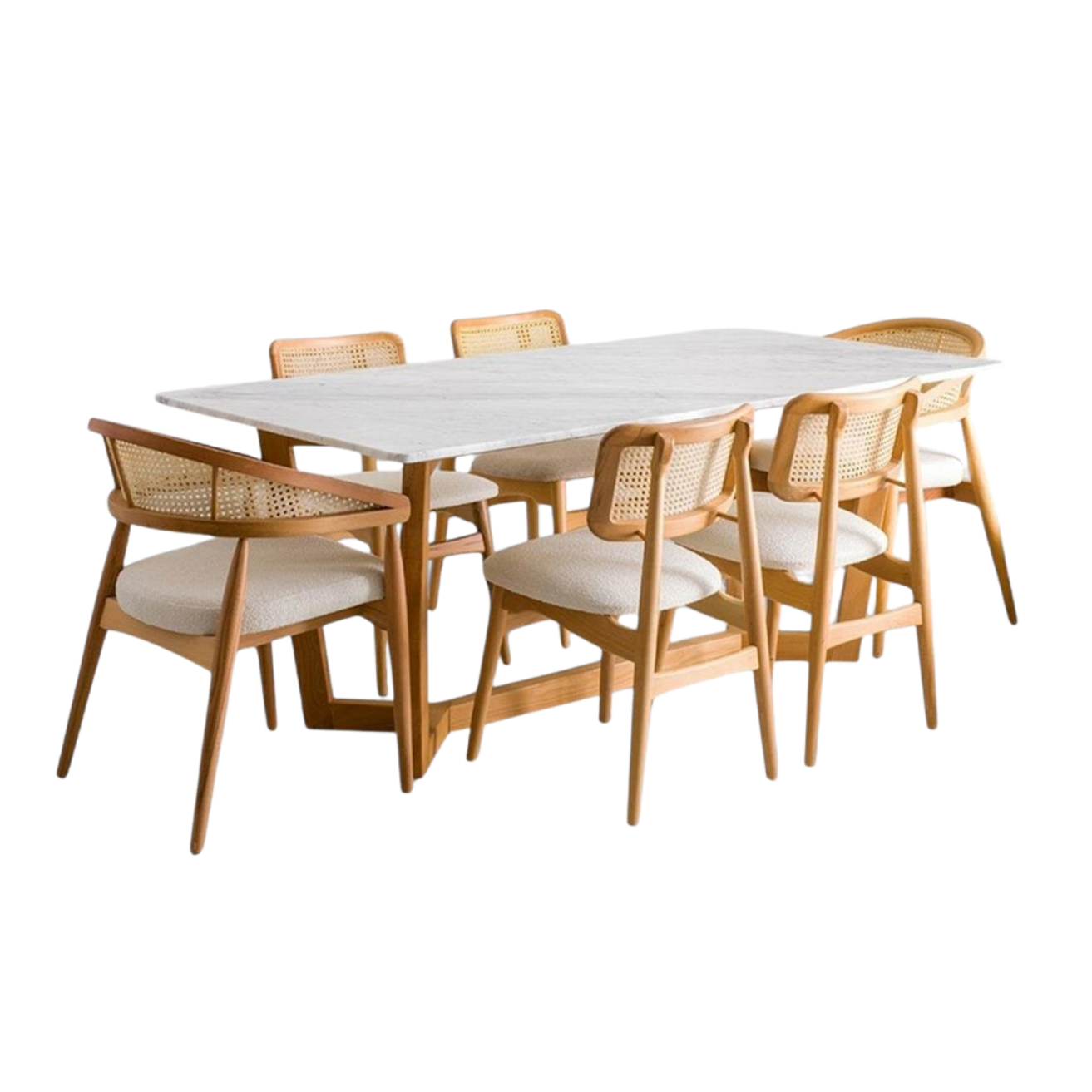 Kastra 6 Kişilik Masa Takımı (Makro Mermer Masa + 2 Cortes Sandalye + 4 Sierra Sandalye)-1