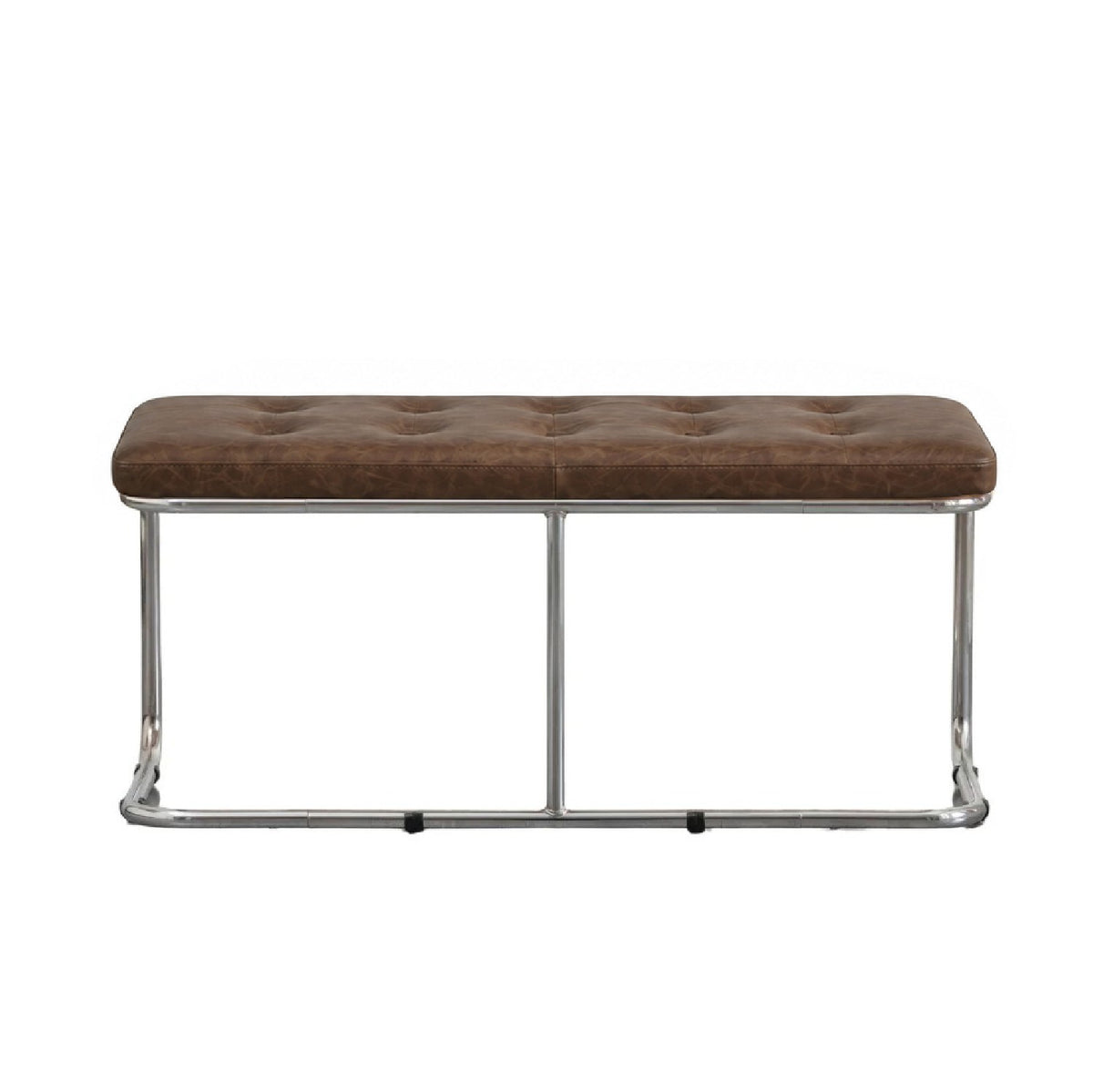 Kastra Cesca Krom Ayaklı Çektirmeli Deri Minderli Bench - 100cm-zoom-2