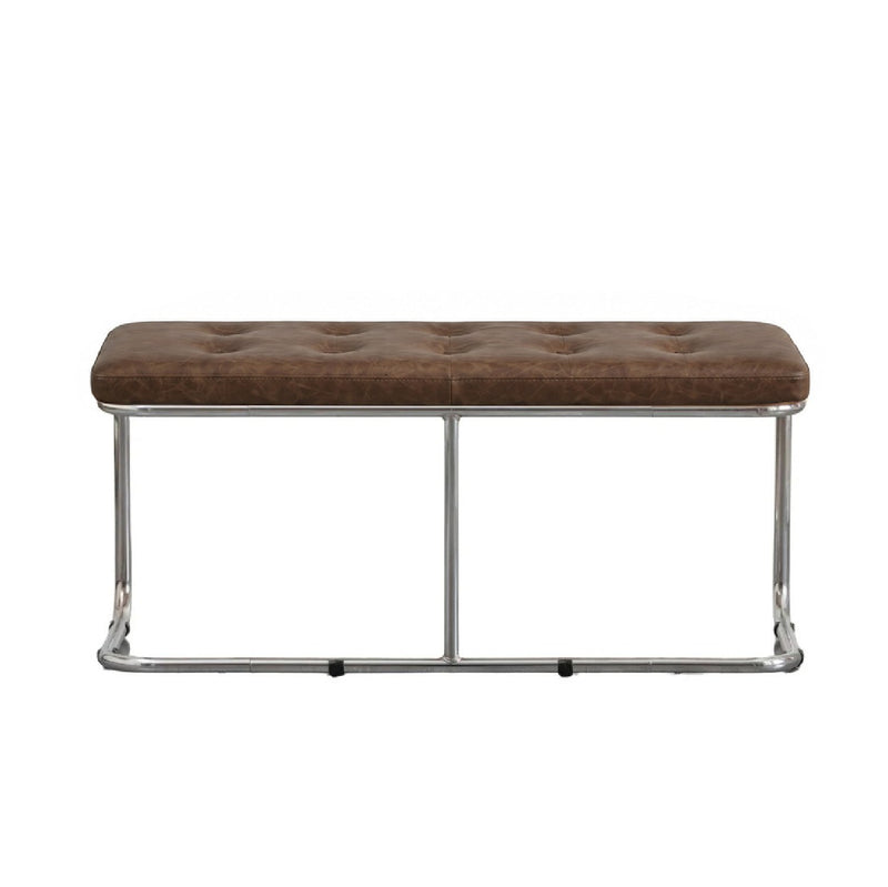 Kastra Cesca Krom Ayaklı Çektirmeli Deri Minderli Bench - 100cm-zoom-