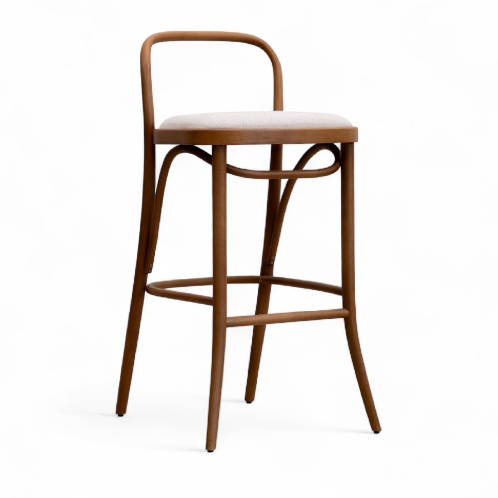 Kastra Harry Döşeme Kumaşlı Oturum Thonet Ahşap Bar Sandalyesi 65 cm-1