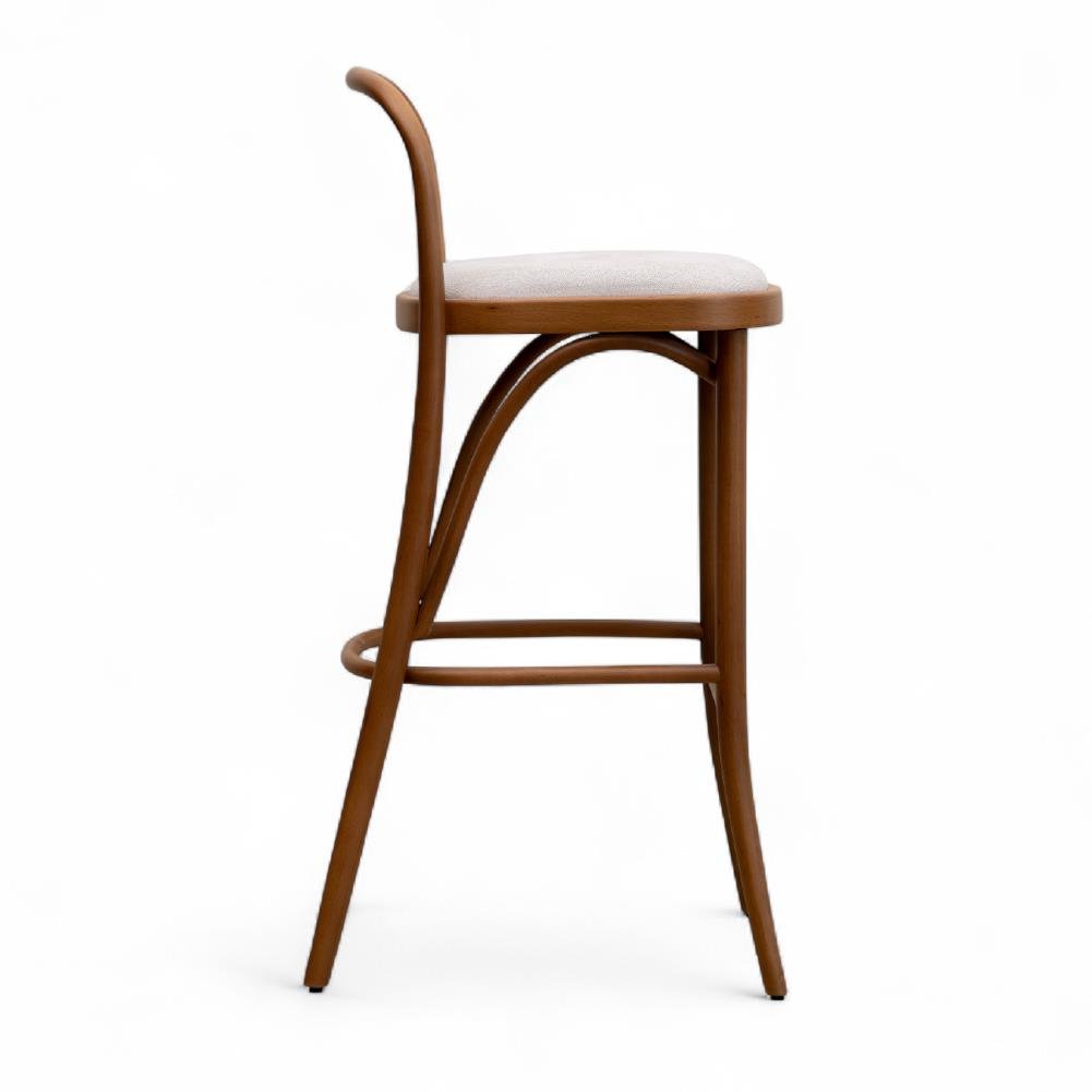 Kastra Harry Döşeme Kumaşlı Oturum Thonet Ahşap Bar Sandalyesi 65 cm-zoom-2