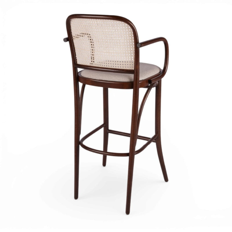 Kastra Harry Sırt Hazeranlı Minderli Kollu Thonet Ahşap Bar Sandalyesi-zoom-