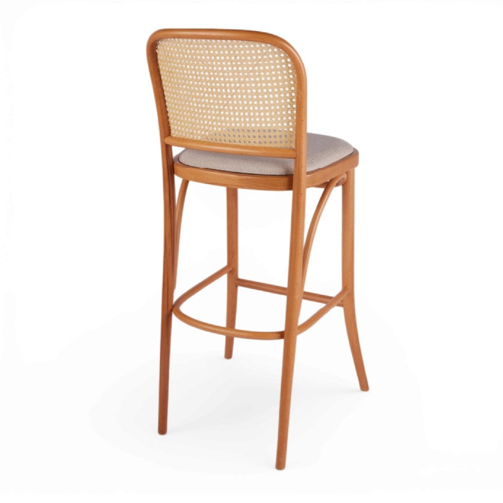 Kastra Harry Sırt Hazeranlı Minderli Thonet Ahşap Bar Sandalyesi
