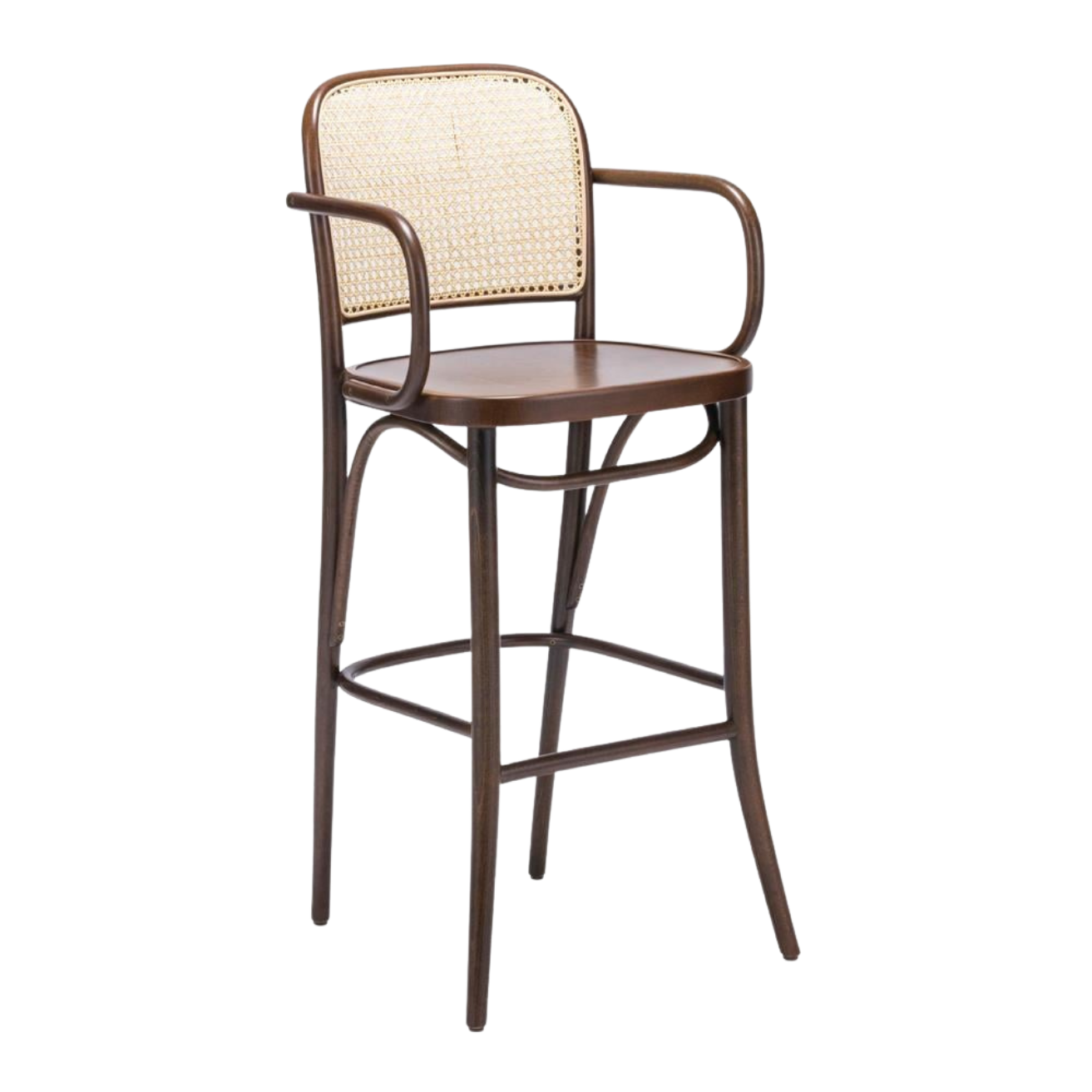 Kastra Harry Sırt Hazeranlı Kollu Thonet Ahşap Bar Sandalyesi