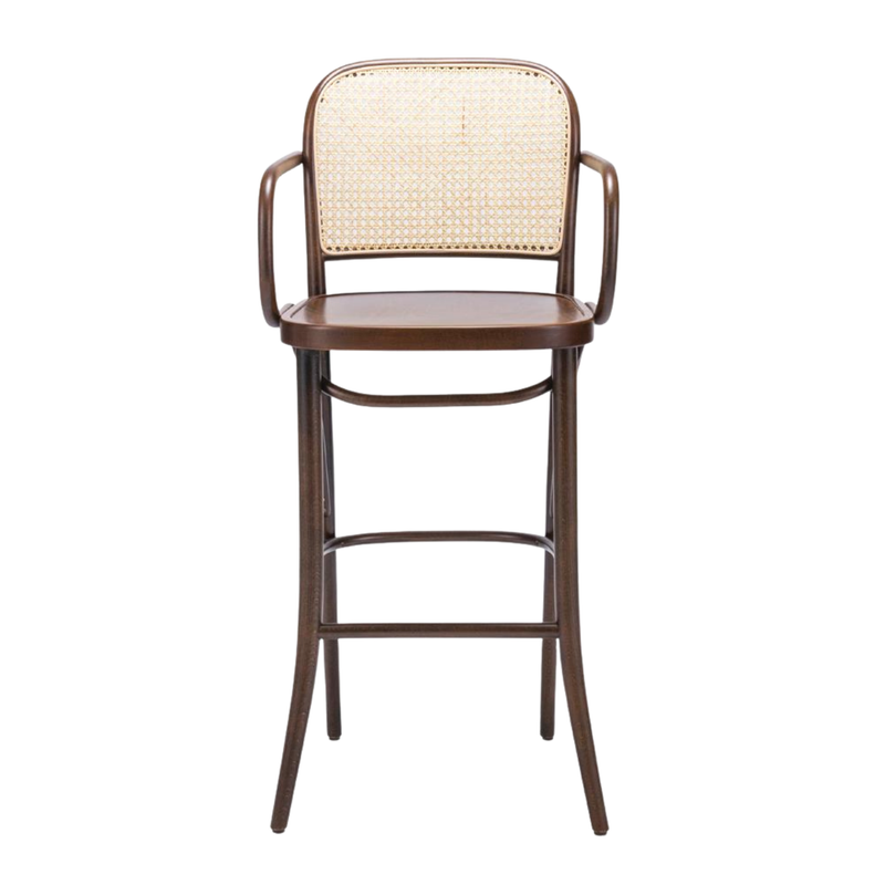 Kastra Harry Sırt Hazeranlı Kollu Thonet Ahşap Bar Sandalyesi-zoom-