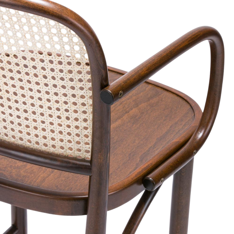Kastra Harry Sırt Hazeranlı Kollu Thonet Ahşap Bar Sandalyesi-zoom-
