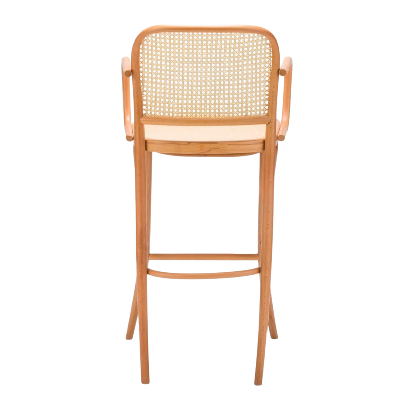 Kastra Harry Sırt Hazeranlı Kollu Thonet Ahşap Bar Sandalyesi-zoom-