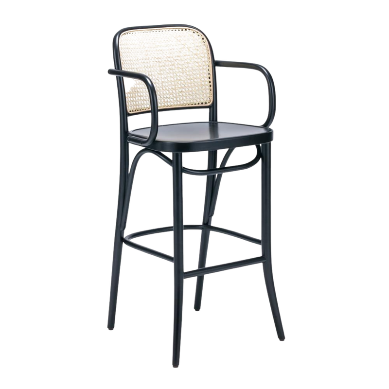 Kastra Harry Sırt Hazeranlı Kollu Thonet Ahşap Bar Sandalyesi-zoom-