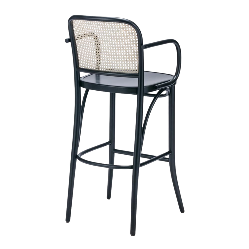 Kastra Harry Sırt Hazeranlı Kollu Thonet Ahşap Bar Sandalyesi-zoom-