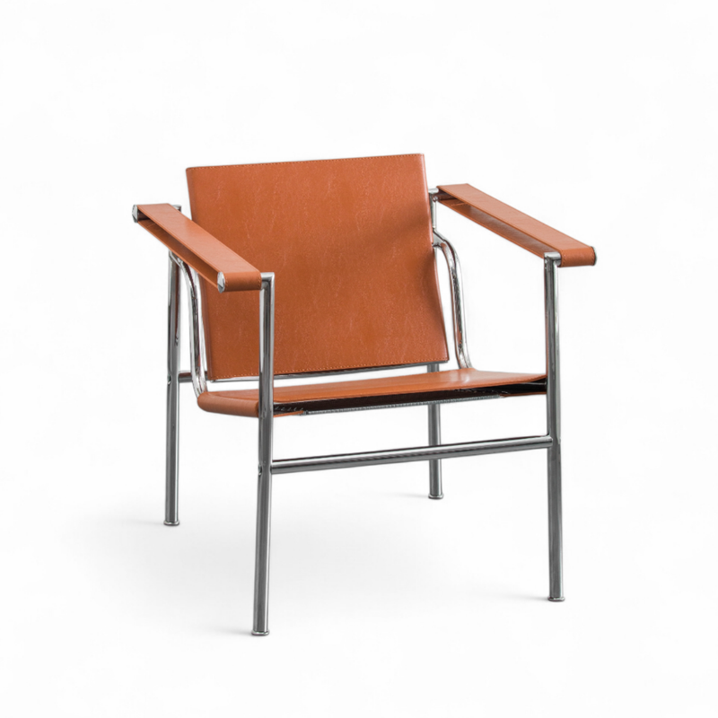 Kastra Le Corbusier Deri Döşeme Metal Sandalye-zoom-