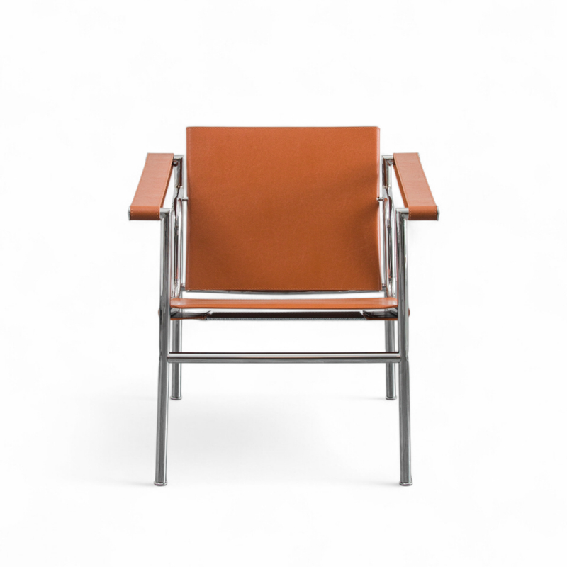 Kastra Le Corbusier Deri Döşeme Metal Sandalye-zoom-