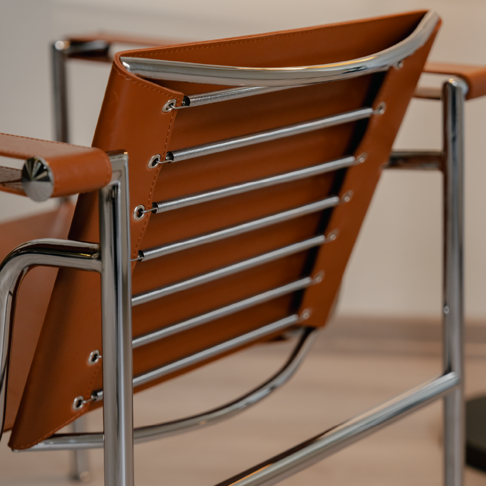 Kastra Le Corbusier Deri Döşeme Metal Sandalye-2