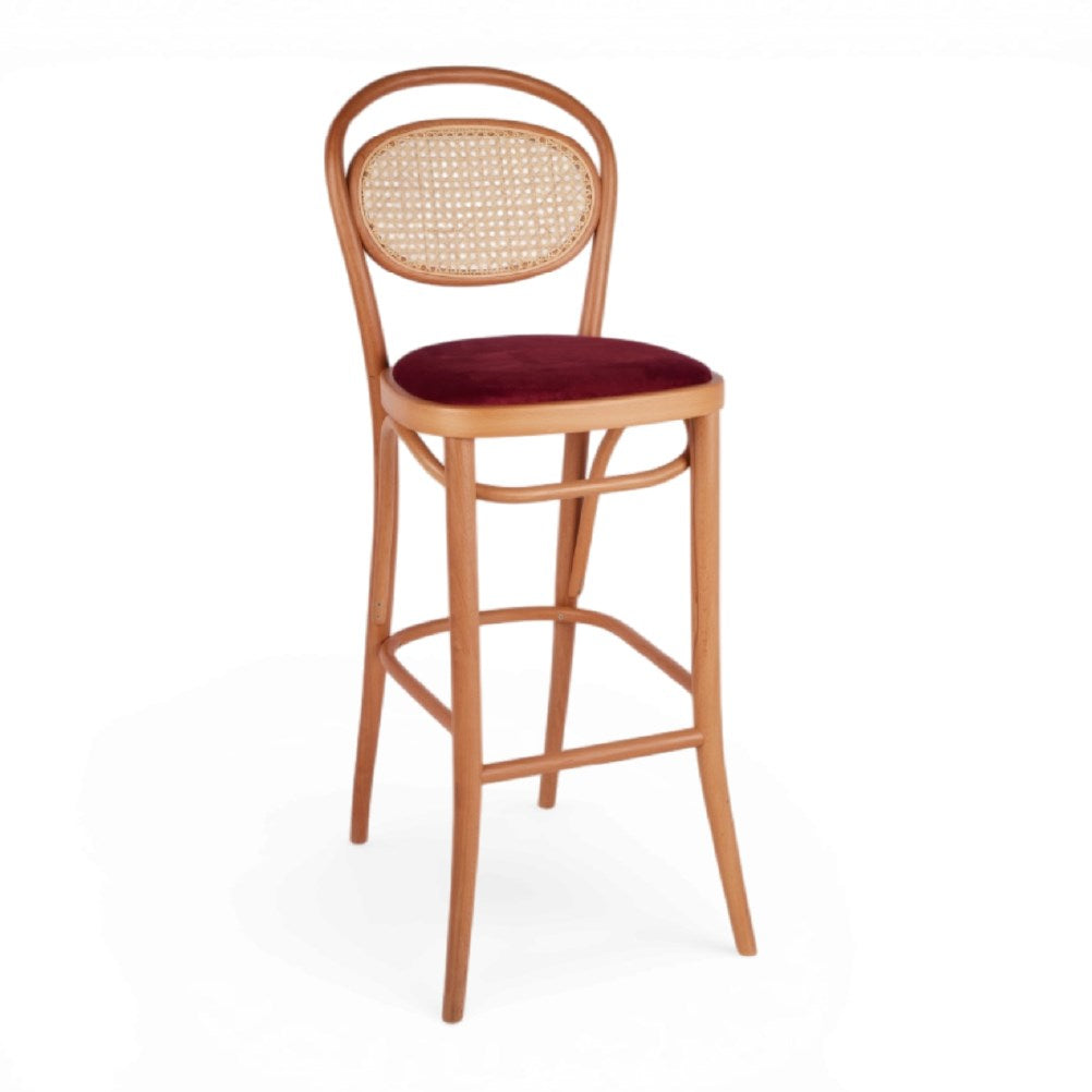 Kastra Linda Sırt Hazeranlı Minderli Thonet Ahşap Bar Sandalyesi-1