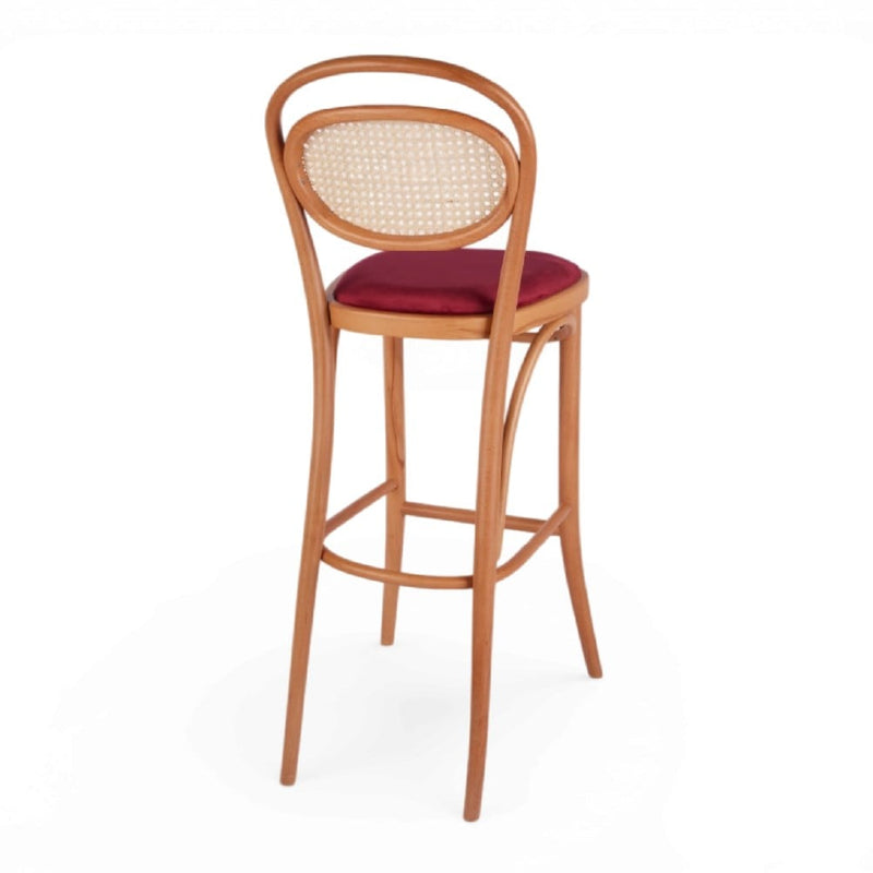 Kastra Linda Sırt Hazeranlı Minderli Thonet Ahşap Bar Sandalyesi-zoom-