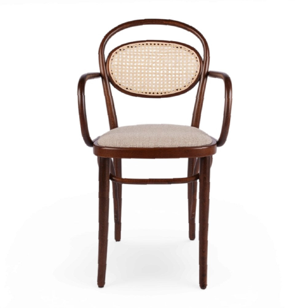 Linda Hazeranlı Minderli Kollu Thonet Ahşap Sandalye