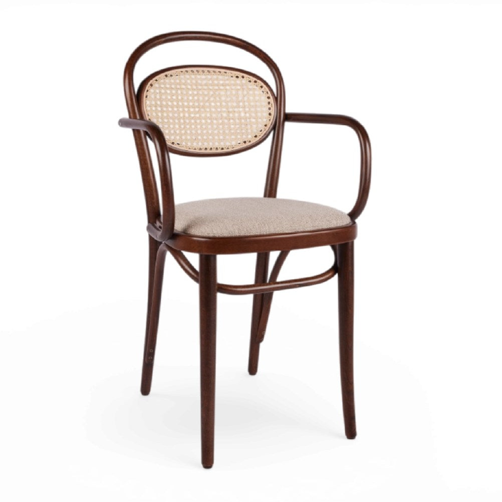 Linda Hazeranlı Minderli Kollu Thonet Ahşap Sandalye