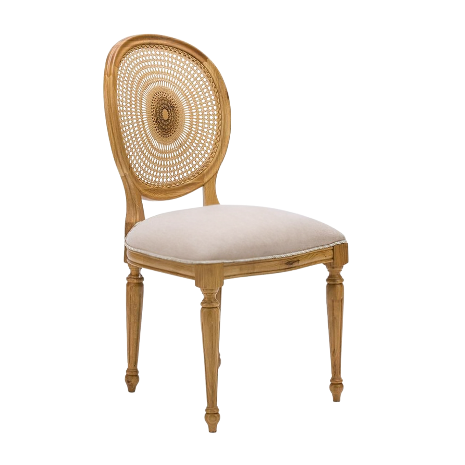 Kastra Madalyon Döşeme Kumaşlı Meşe Ahşap Sandalye