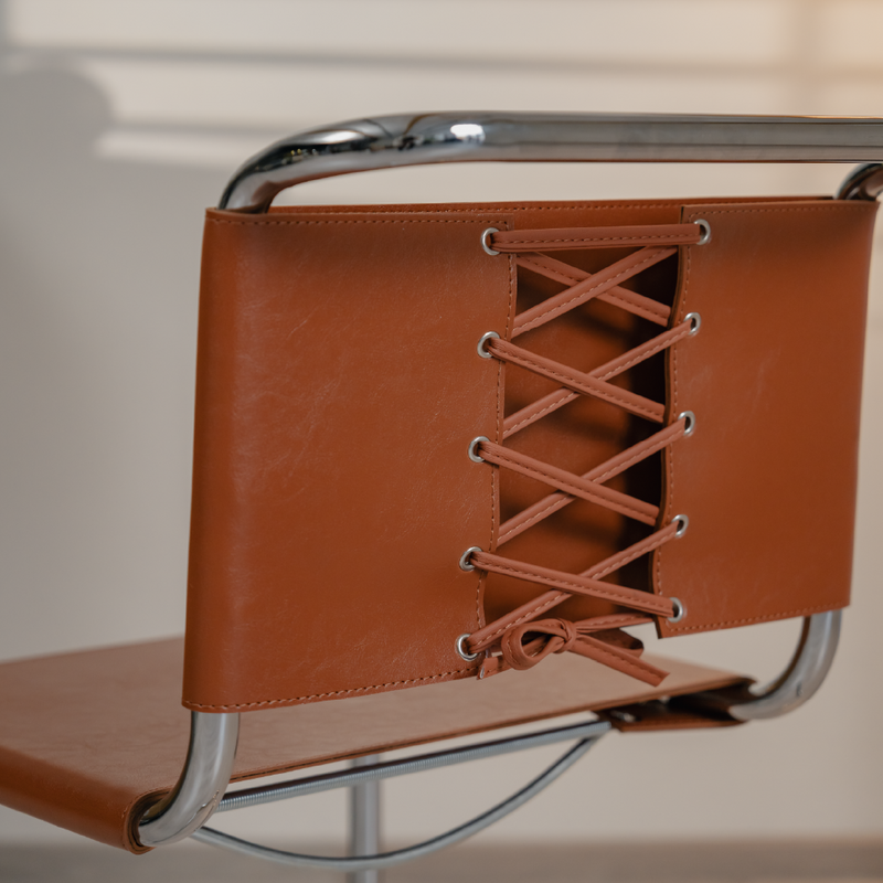 Kastra Marcel Breuer Deri Metal Sandalye-zoom-
