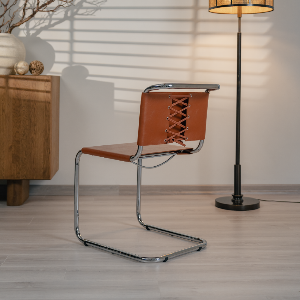 Kastra Marcel Breuer Deri Metal Sandalye-zoom-7