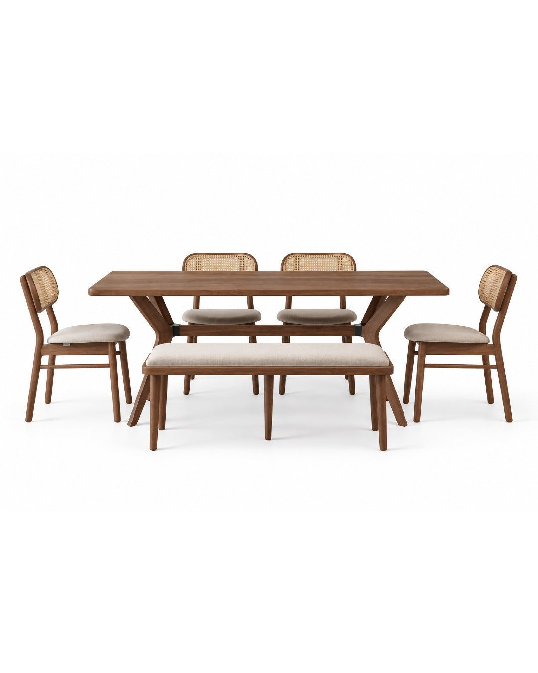 Kastra 6 Kişilik Masa Takımı (Nova Masa + 4 Atra Sandalye + 1 Chic Bench)-zoom-3