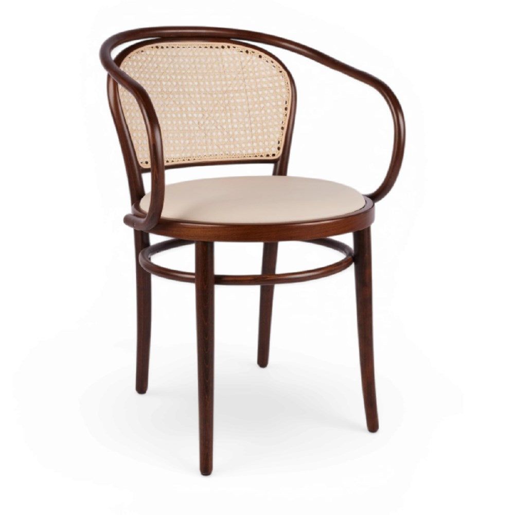 Kastra Oscar Hazeranlı Sırt Minderli Kollu Ahşap Thonet Sandalye