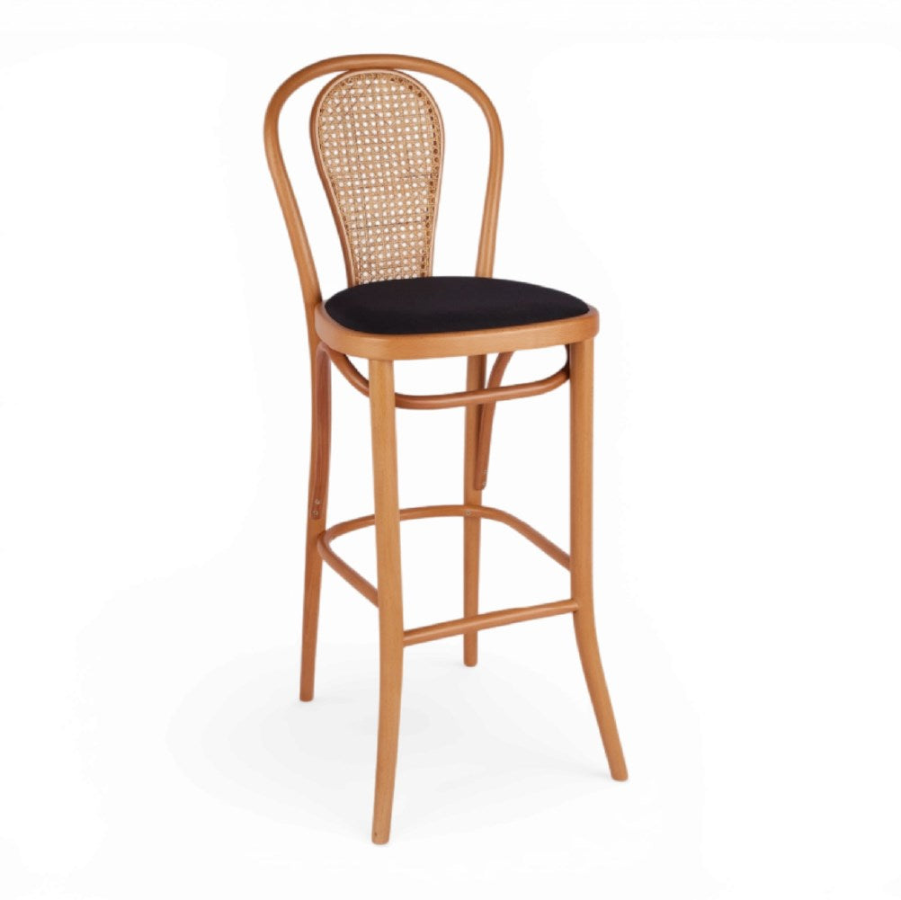 Kastra Jessica Sırt Hazeranlı Minderli Thonet Ahşap Bar Sandalyesi