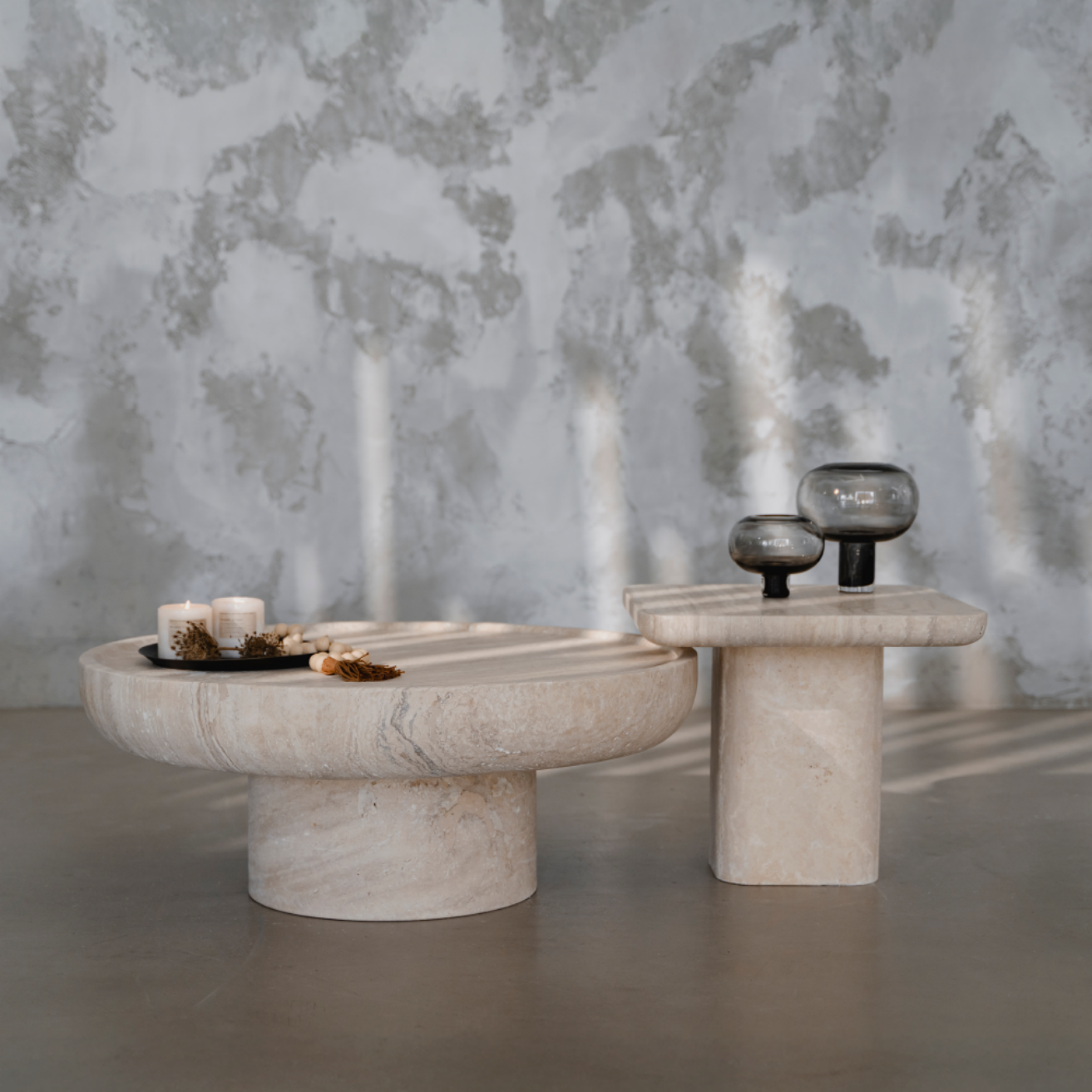 Kastra Turin İkili Traverten Sehpa-2
