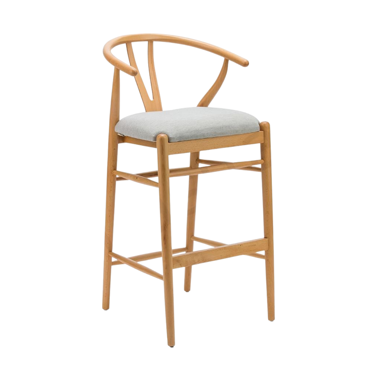 Kastra Wishbone Döşeme Kumaşlı Bar Sandalyesi-1